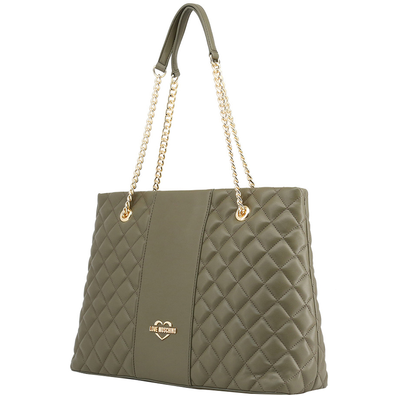 

Love Moschino Green Quilted Synthetic Leather Shoulder Bag