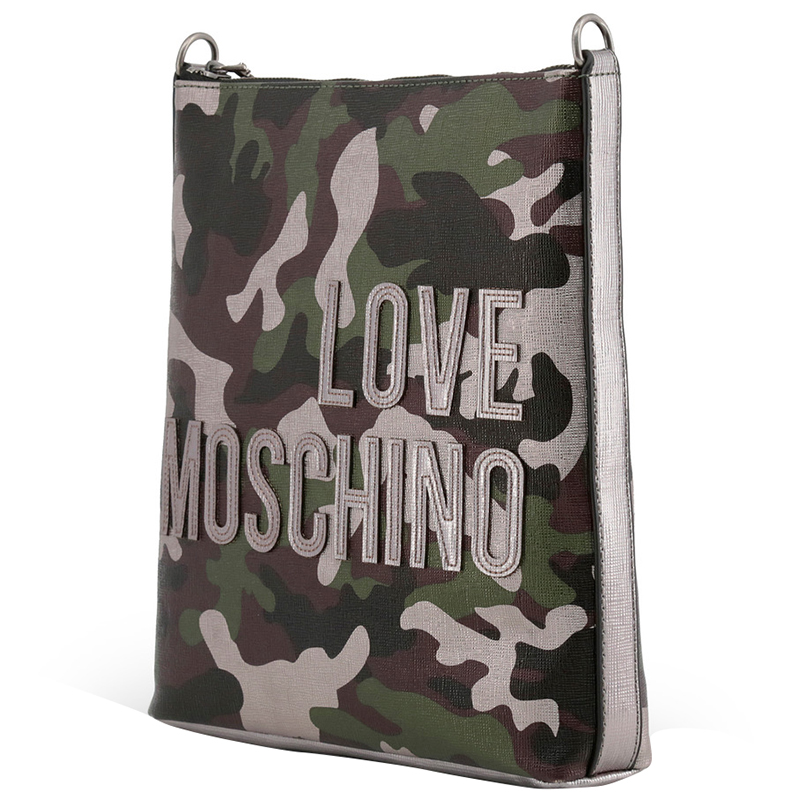 

Love Moschino Green Camouflage Synthetic Leather Clutch