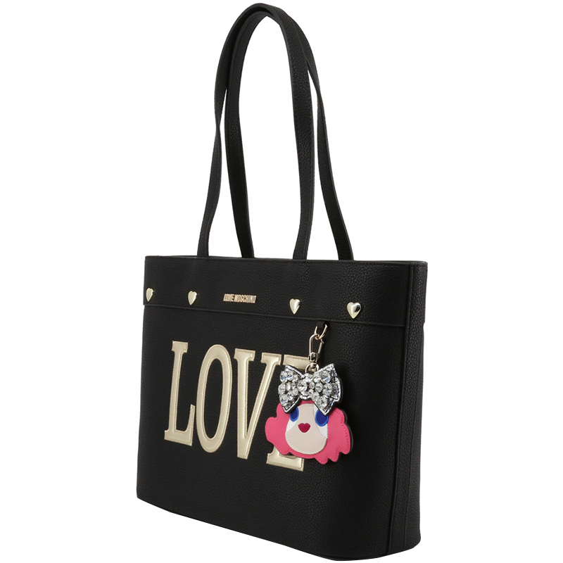 

Love Moschino Black Faux Leather Love Applique Tote