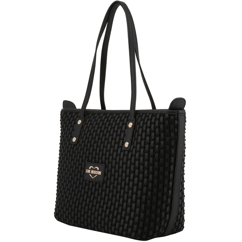 

Love Moschino Black Faux Leather Applique Tote