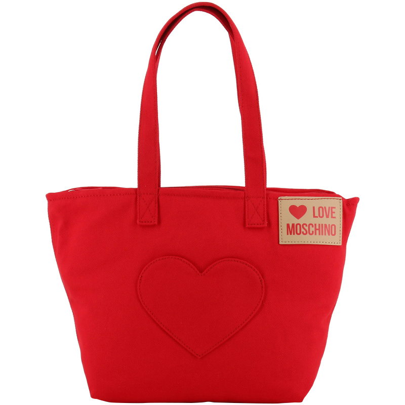 Pre Owned Love Moschino Red Fabric Love Applique Shoulder Bag