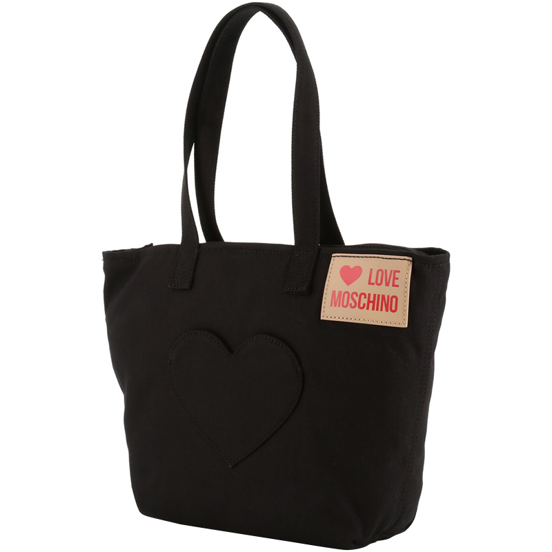 

Love Moschino Black Fabric Love Applique Shopping Tote