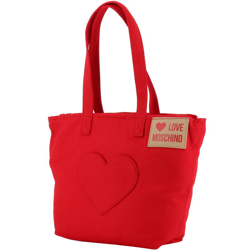 

Love Moschino Red Fabric Love Applique Shoulder Bag