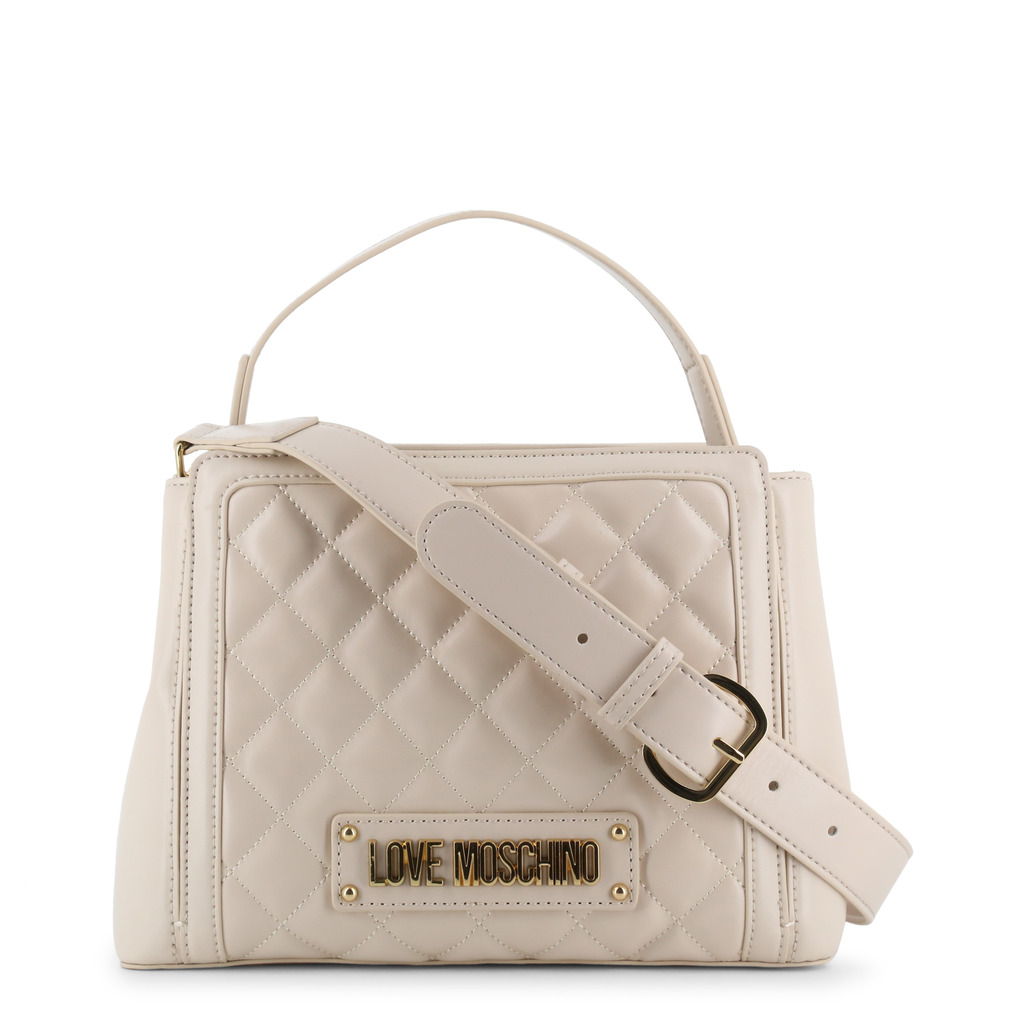 Love Moschino White Quilted Faux Leather Top Handle Bag