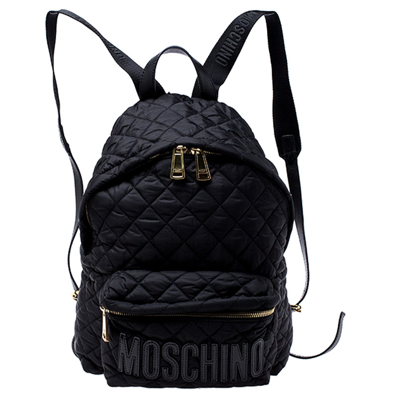 Pre Owned Moschino Black Nylon Quilted Backpack