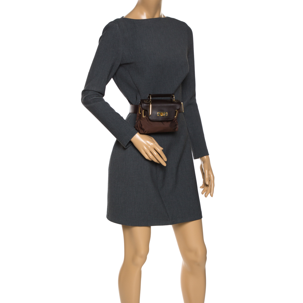 

Moschino Brown Nylon and Leather Belt-Crossbody Bag