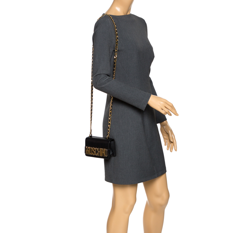 

Moschino Black Leather Crossbody Bag