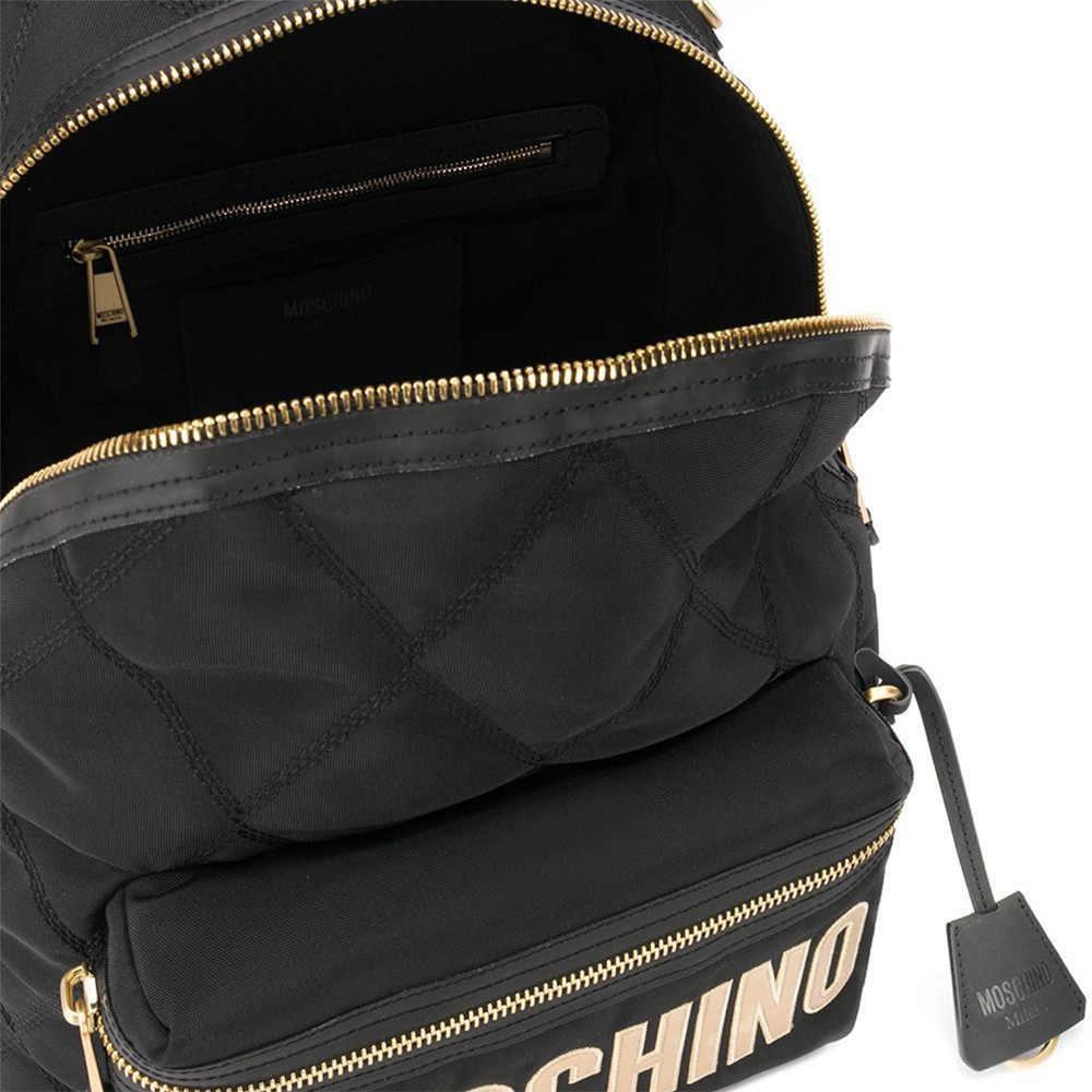 

Moschino Black Quilted Nylon Neoprene Logo Backpack