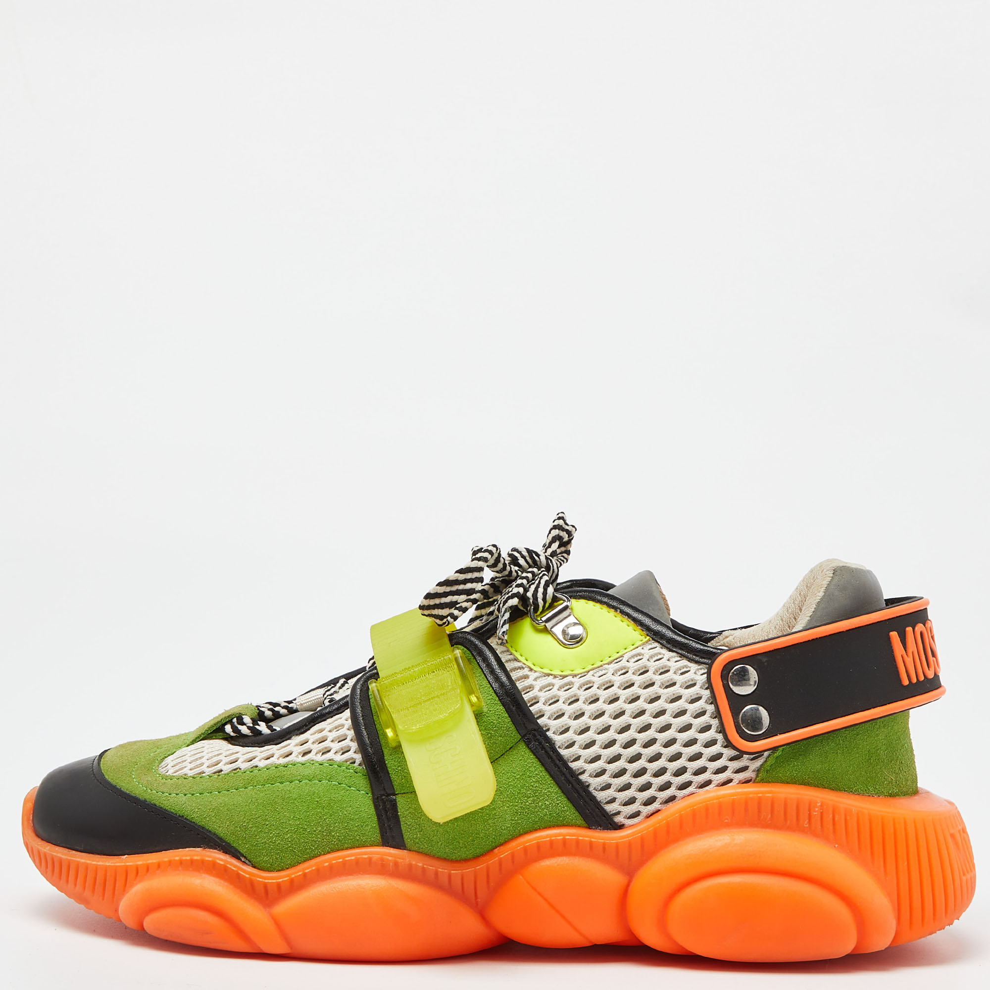 

Moschino Multicolor Suede and Mesh Fluo Teddy Sneakers Size