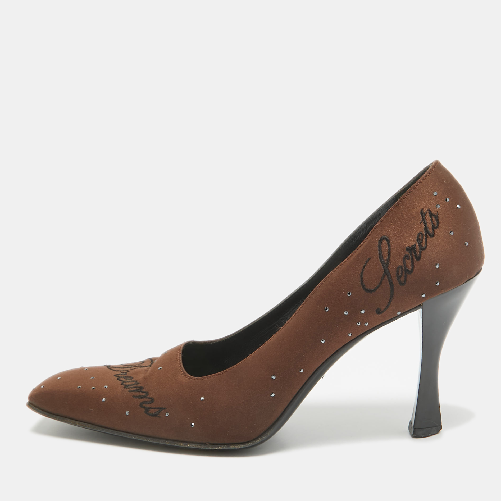 

Moschino Brown Satin Square Toe Pumps Size