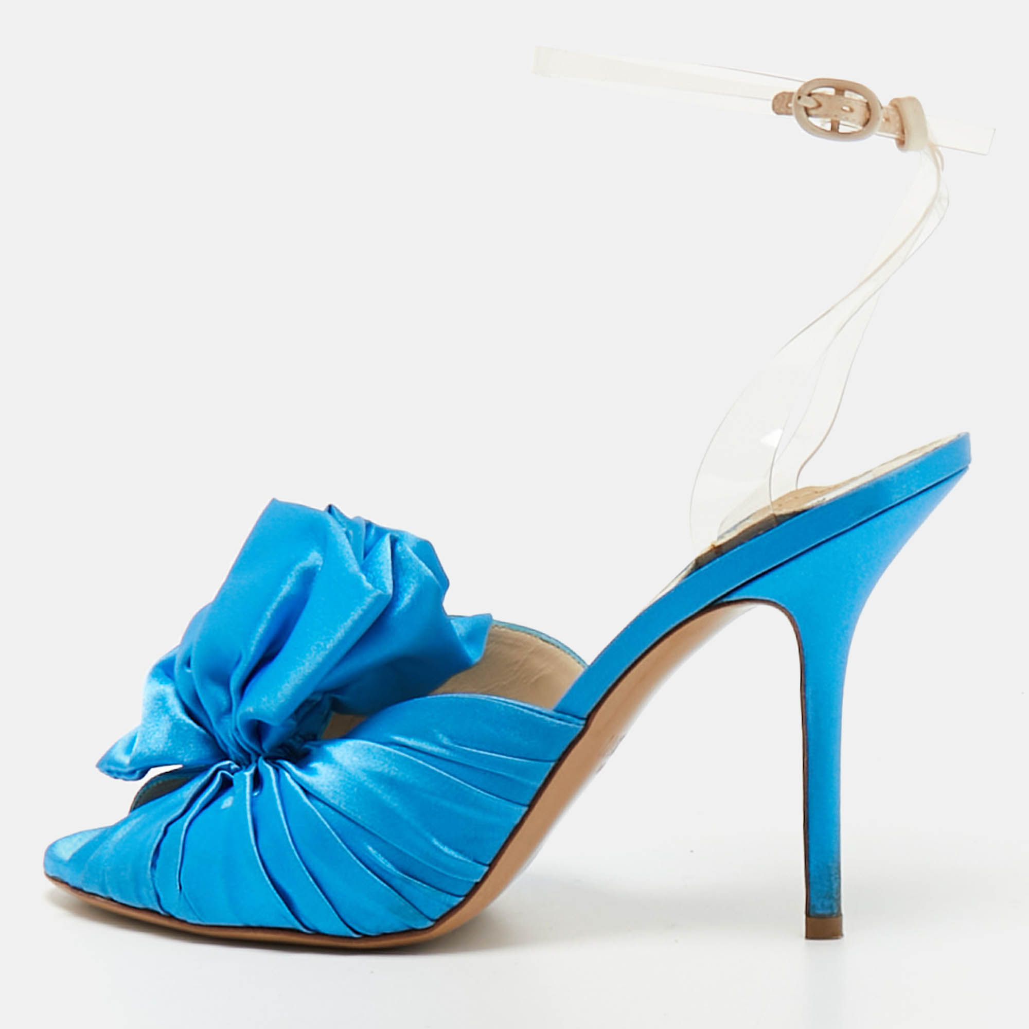 

Moschino Size  Transparent/Blue PVC and Satin Bow Ankle Strap Sandals