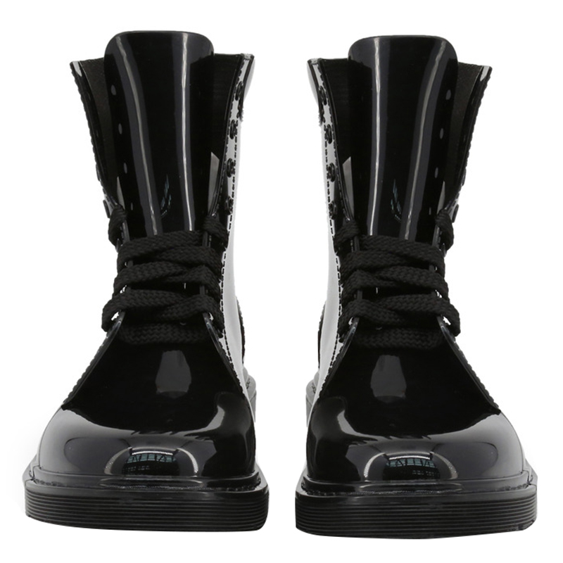 

Love Moschino Black Rubber and Fabric Ankle Boots Size