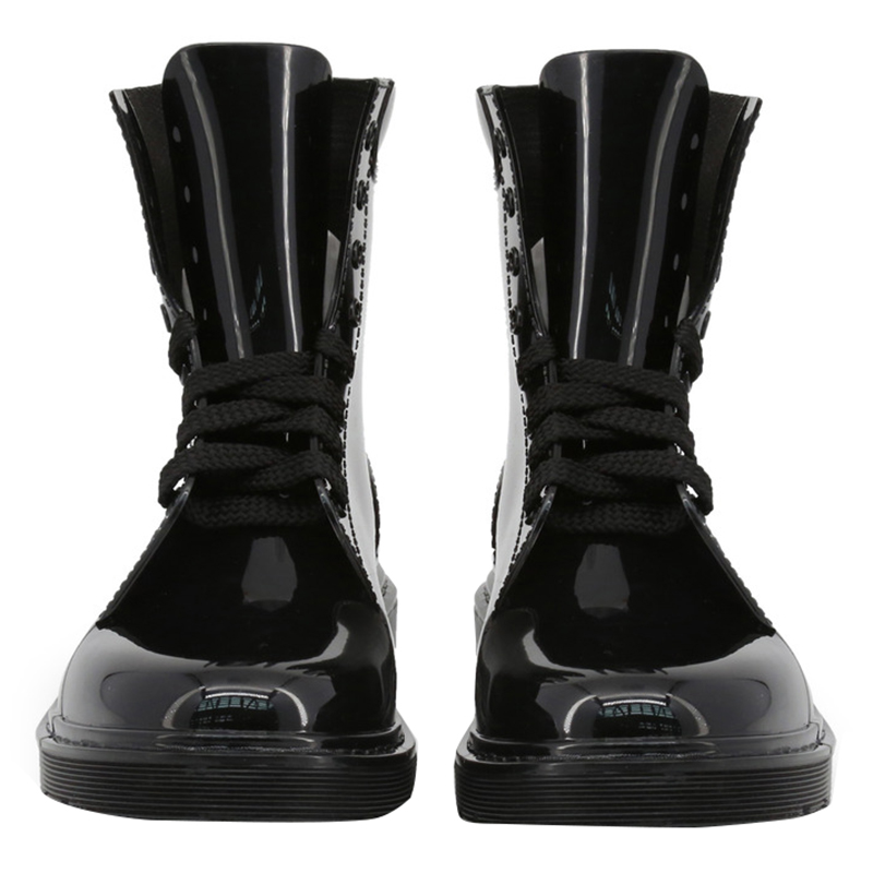 

Love Moschino Black Rubber and Fabric Ankle Boots Size
