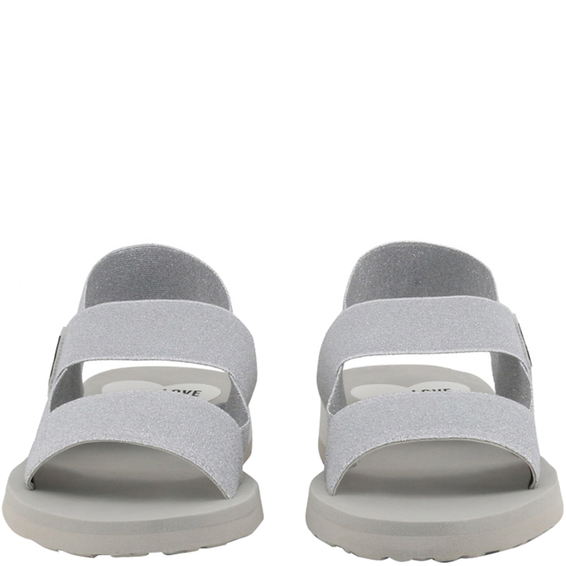 

Love Moschino Grey Glitter Fabric Sandals Size