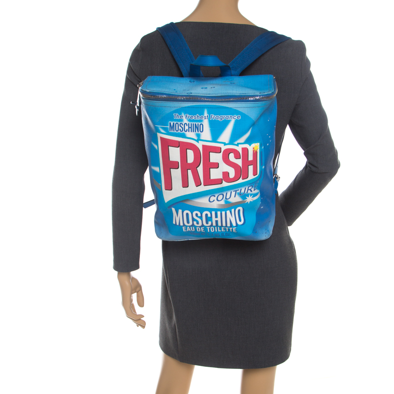 

Moschino Blue PVC Fresh Couture Print Backpack