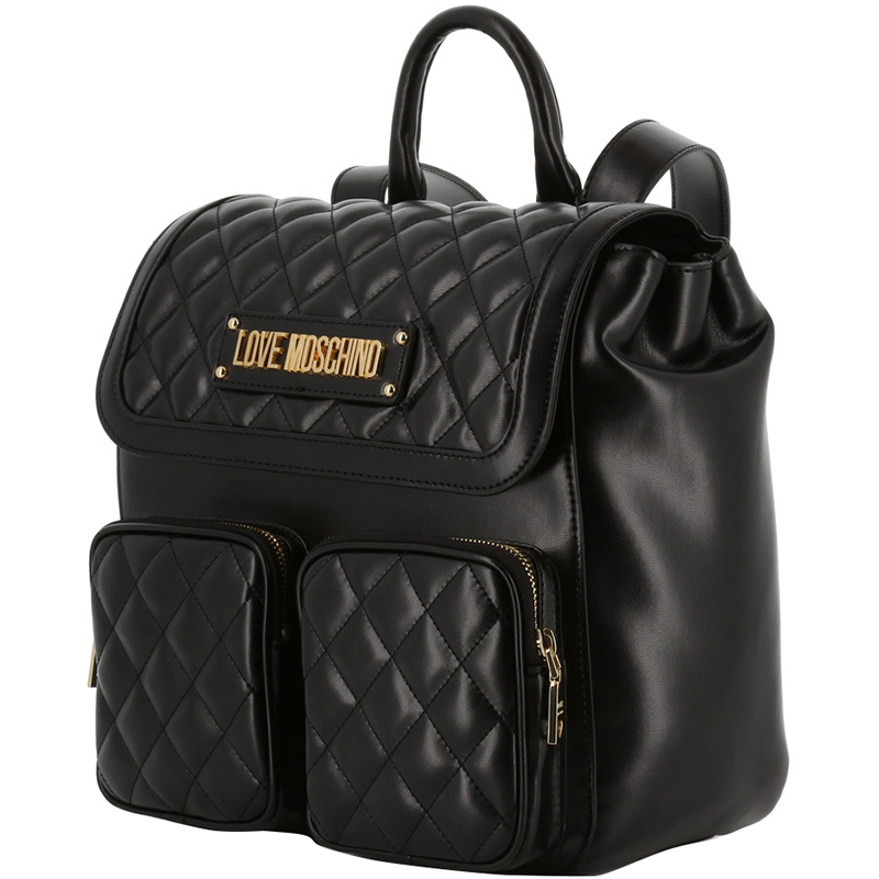 

Love Moschino Black Quilted Synthetic Leather Backpack