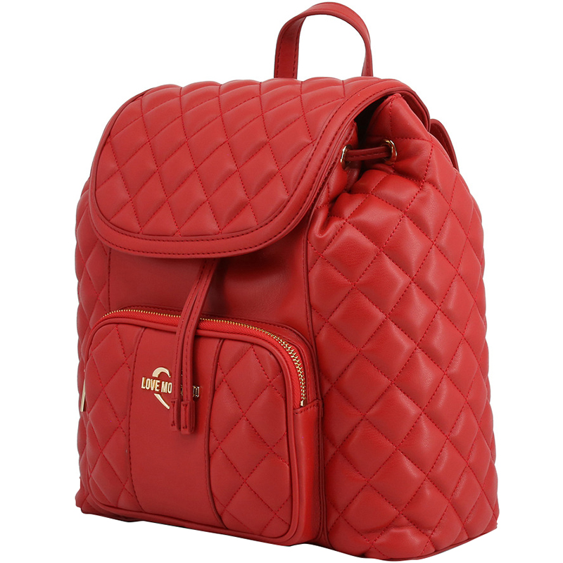 

Love Moschino Red Quilted Synthetic Leather Backpack