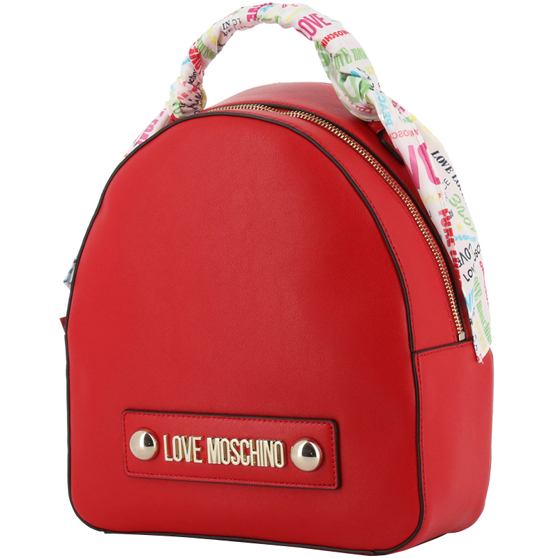 

Love Moschino Red Faux Leather Scarf Backpack