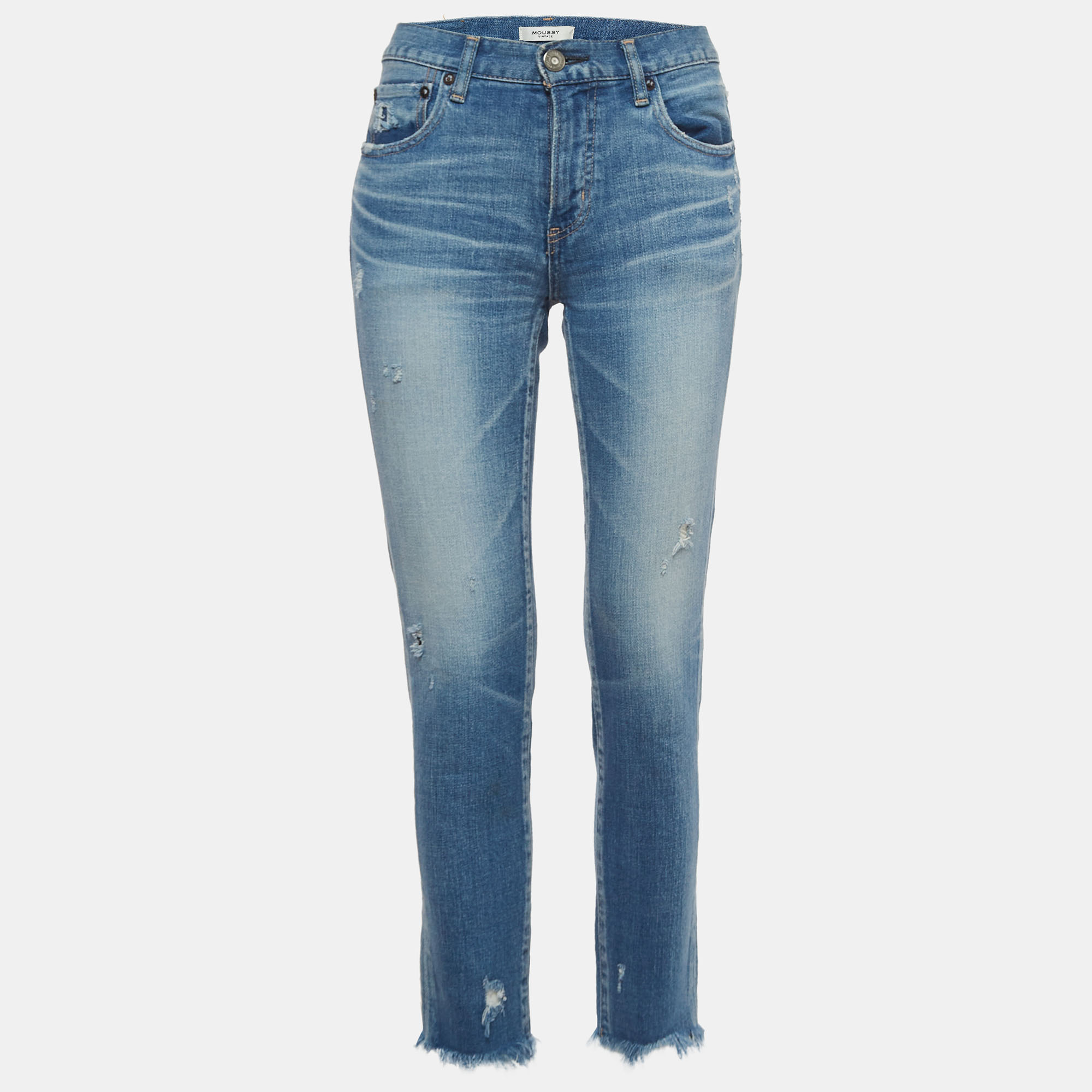 

Moussy Vintage Blue Distressed Denim Skinny Jeans S Waist 27"