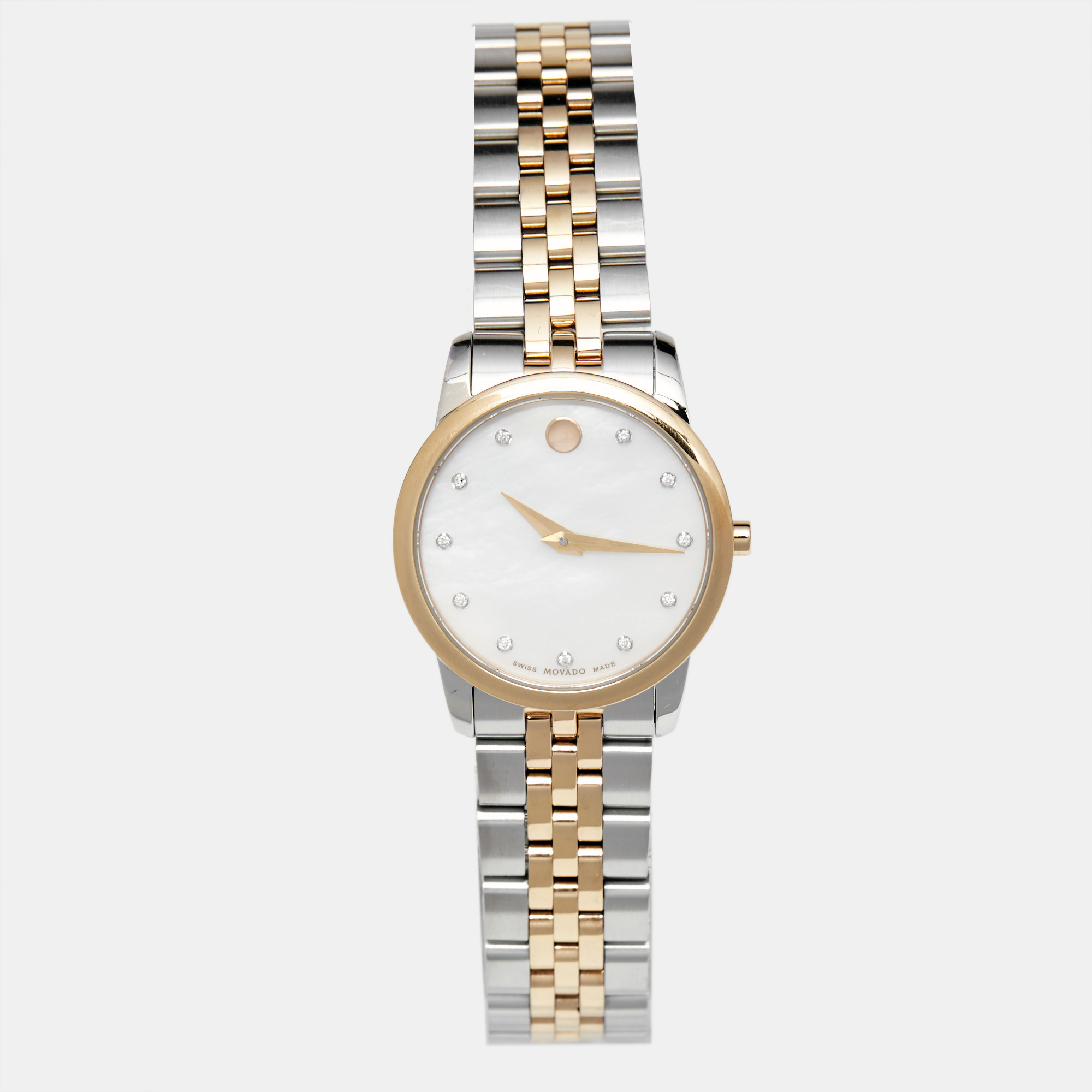 

Movado Mother of Pearl Diamond Two Tone Stainless Steel Museum, White