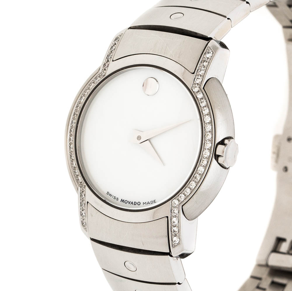 

Movado White Mother of Pearl Stainless Steel Diamonds SL 84 G4 1832  Women' Wristwatch 28mm, Silver