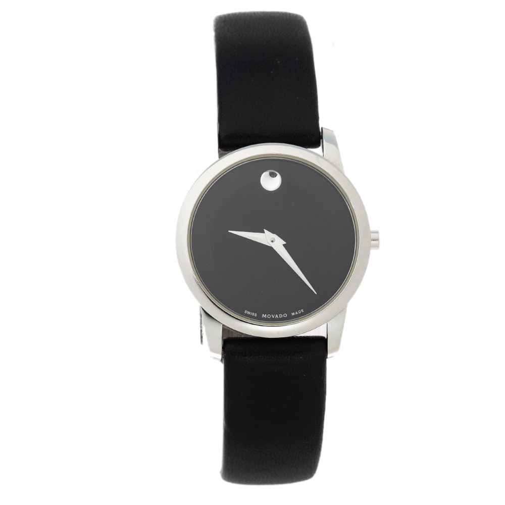 movado black leather