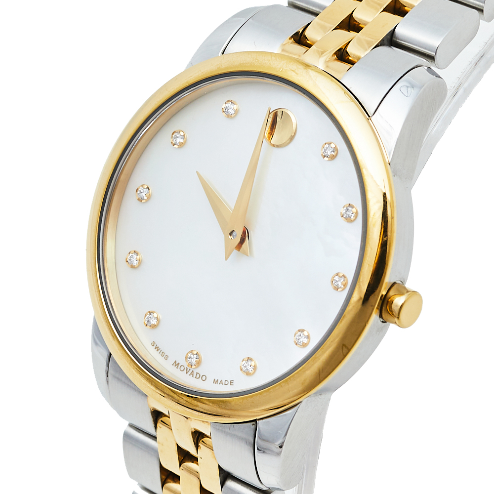 

Movado Mother Of Pearl Two-Tone Stainless Steel Diamonds Safiro, White