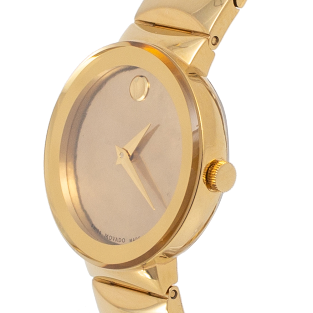 

Movado Champagne MOP Gold Plated Stainless Steel Museum
