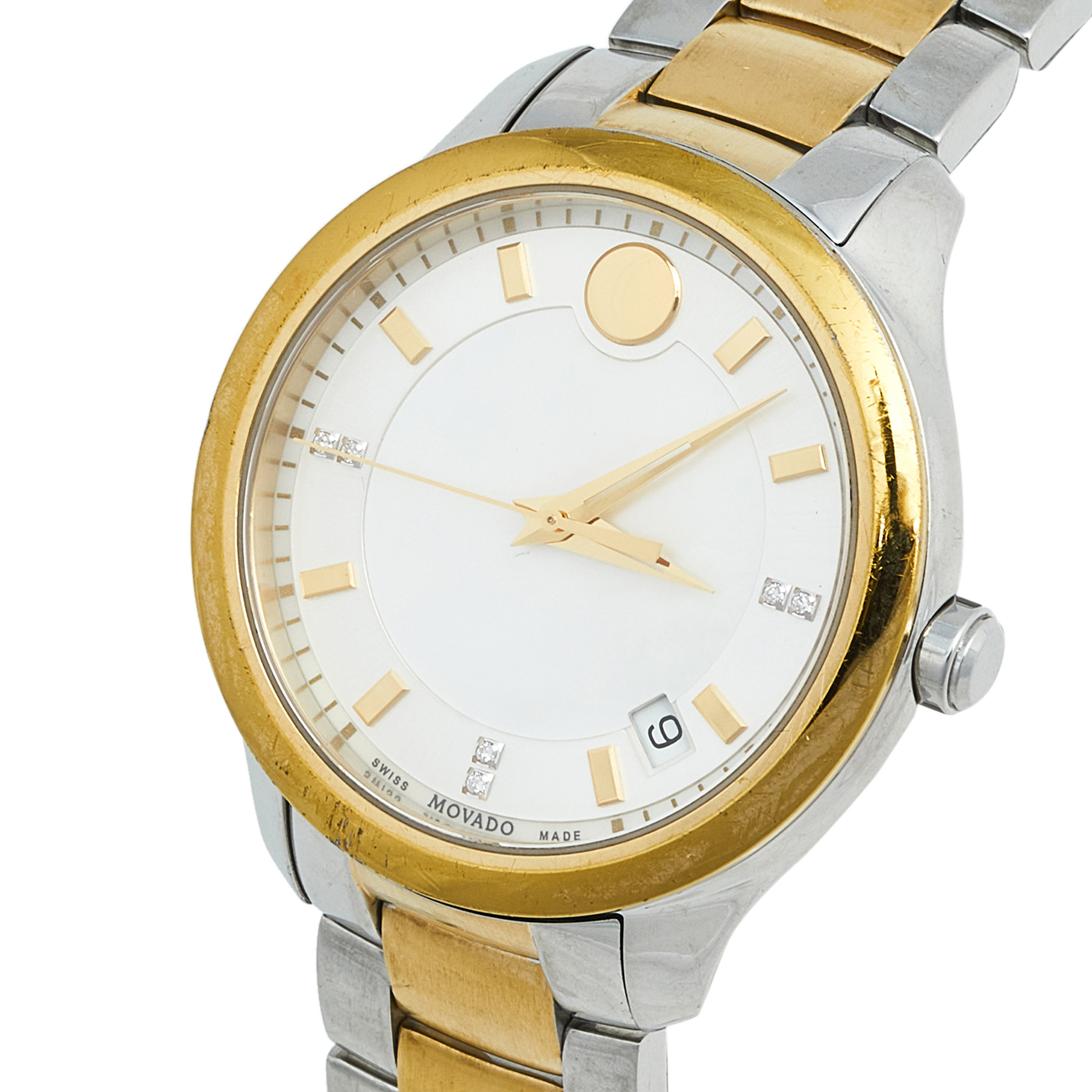 

Movado Mother of Pearl Diamond Two Tone Stainless Steel Bellina, White