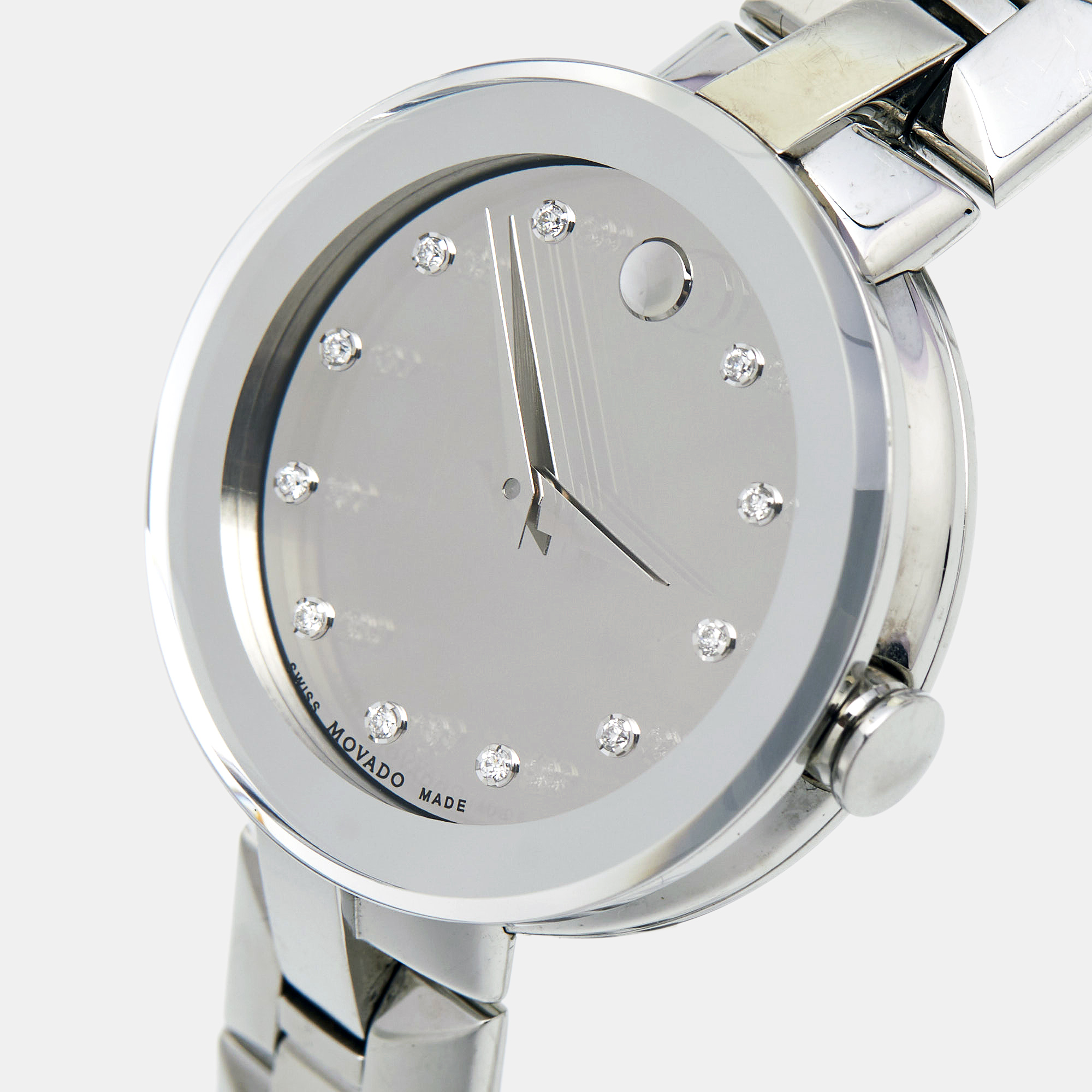 

Movado Mirror Stainless Steel Diamond Sapphire, Silver