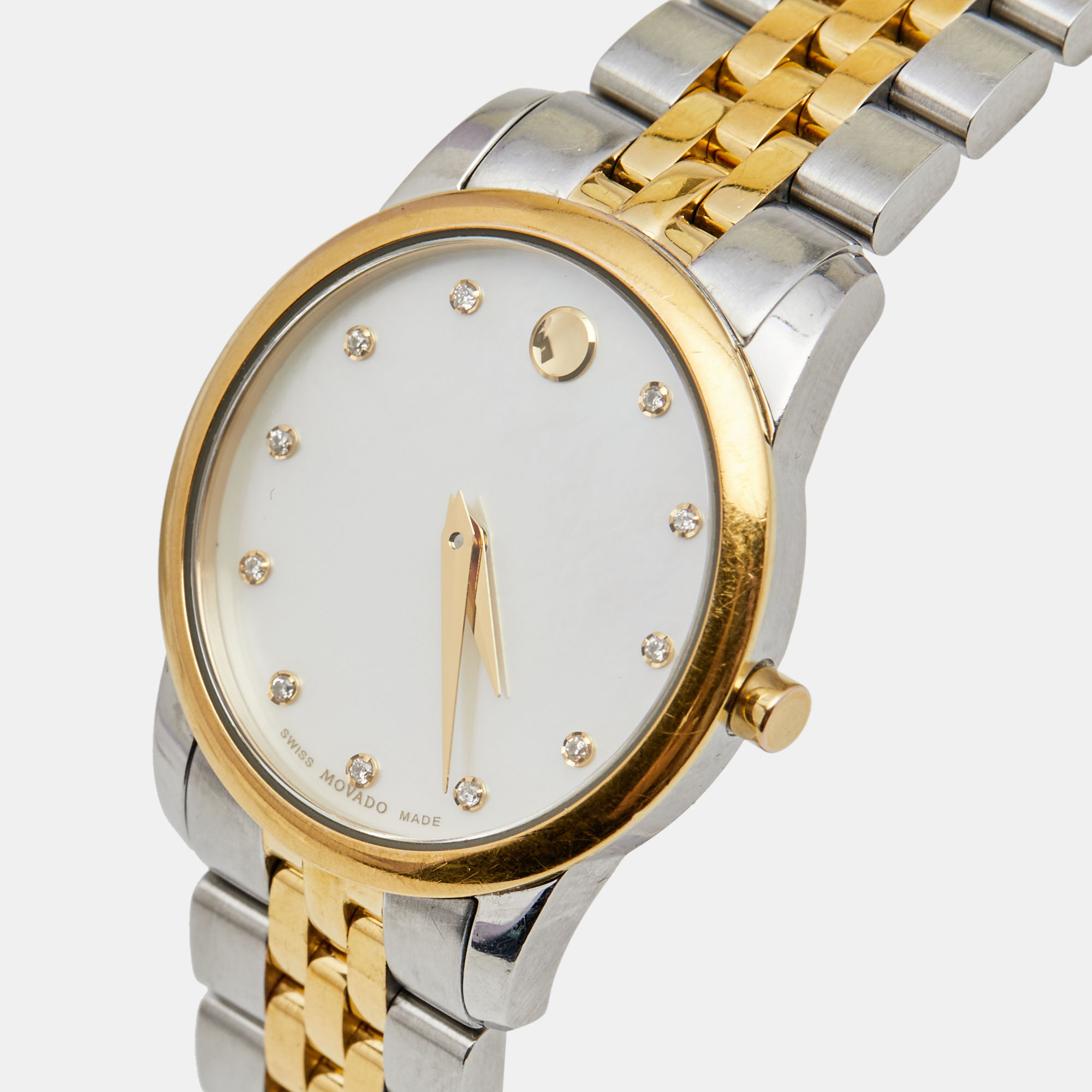 

Movado Mother of Pearl Two Tone Stainless Steel Museum, White