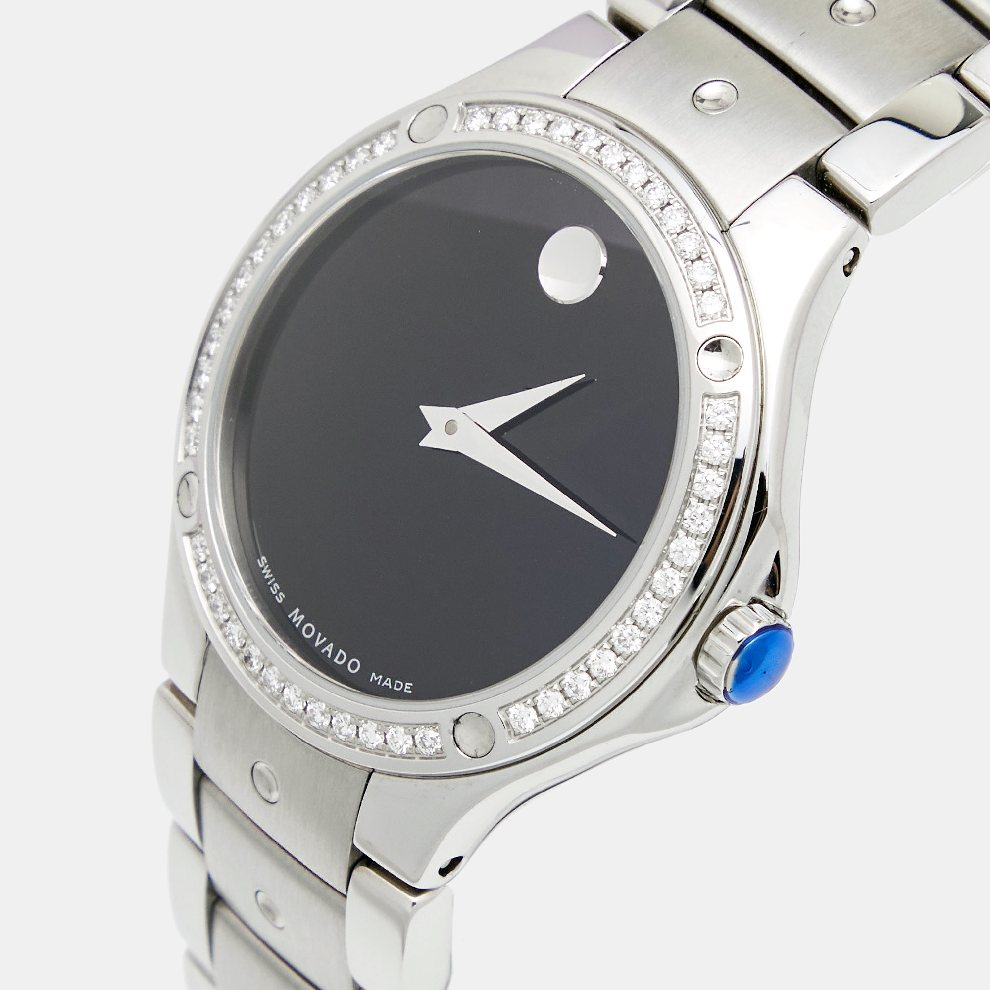 

Movado Black Stainless Steel Diamond SE Sport 84 G2 1840  Women' Wristwatch 32 mm, Silver