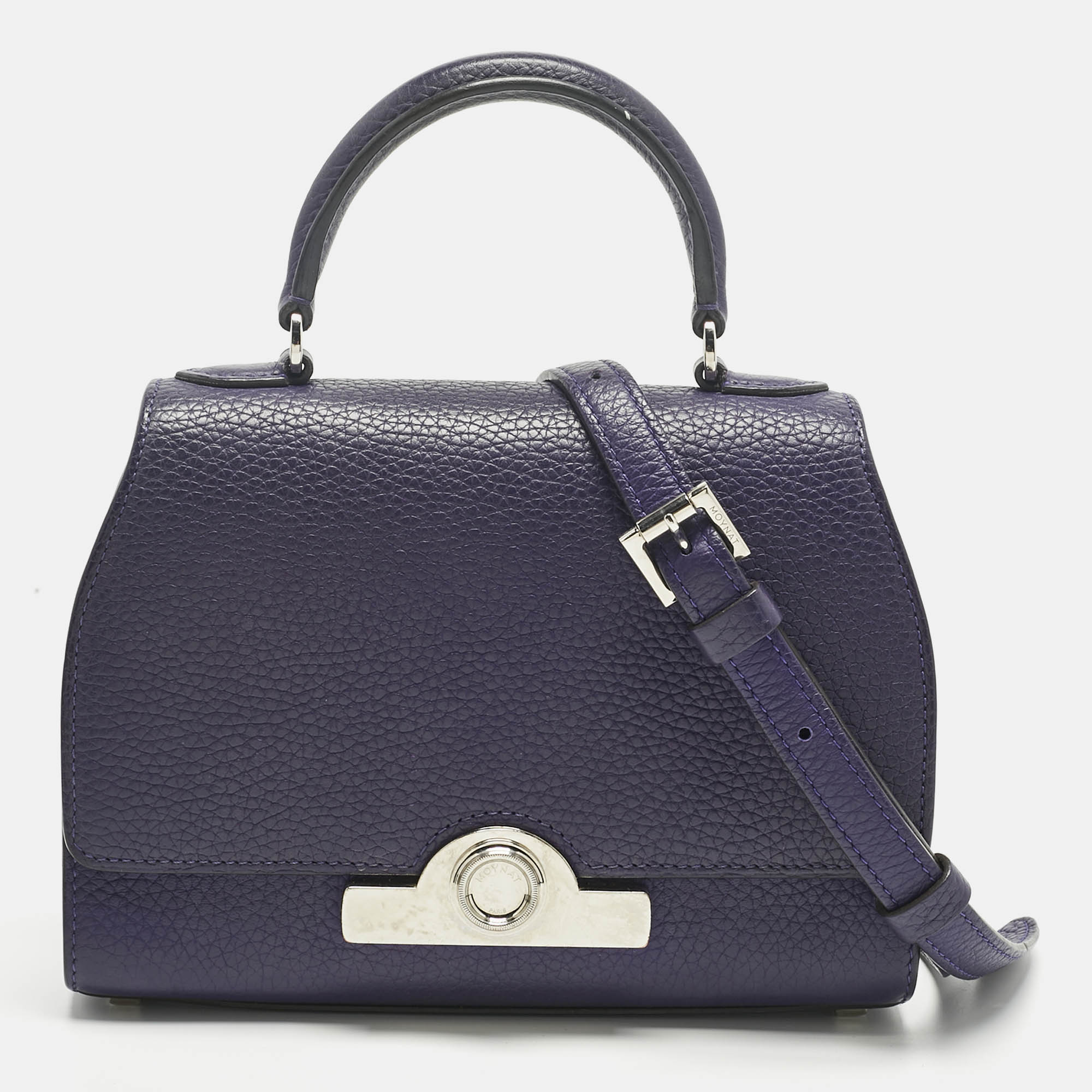 

MOYNAT Purple Leather Mini Réjane Top Handle Bag