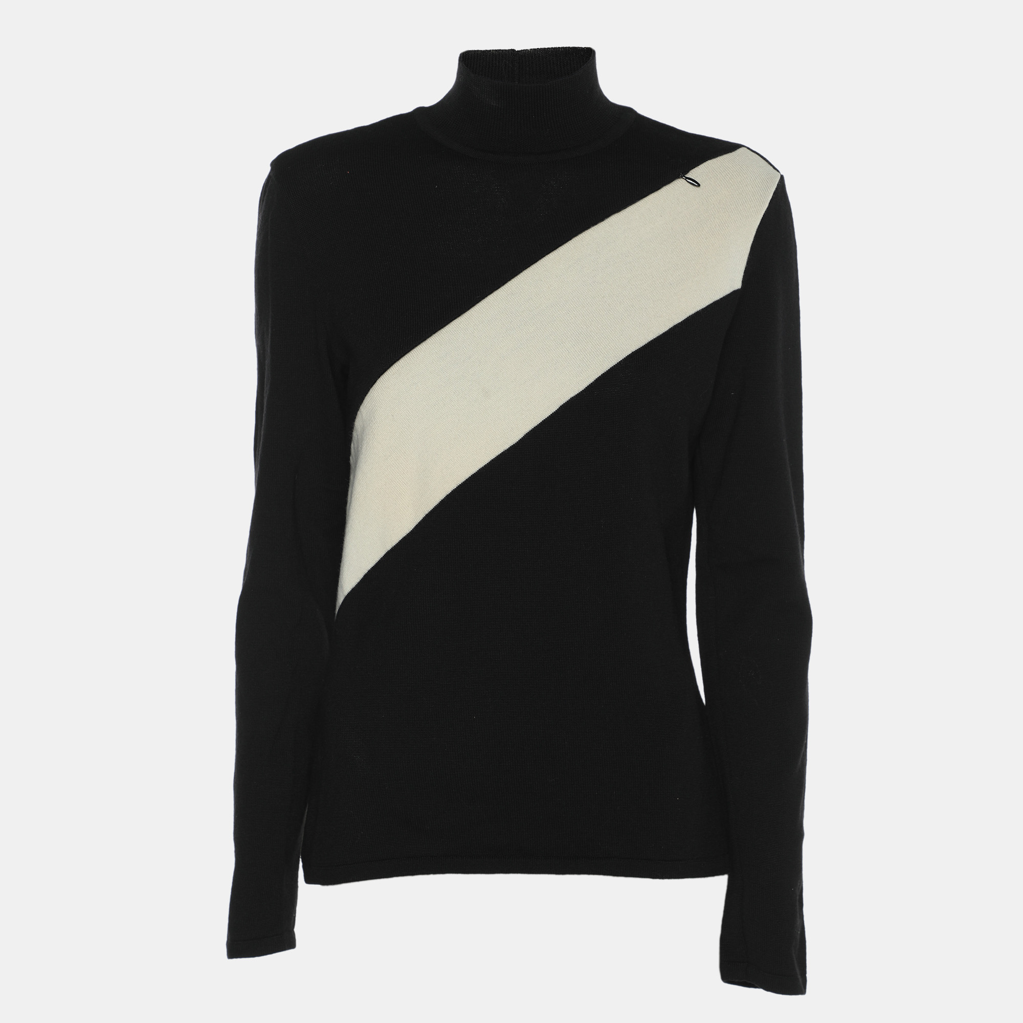 

MUGLER Black/Cream Wool Knit Full Sleeve Sweater M