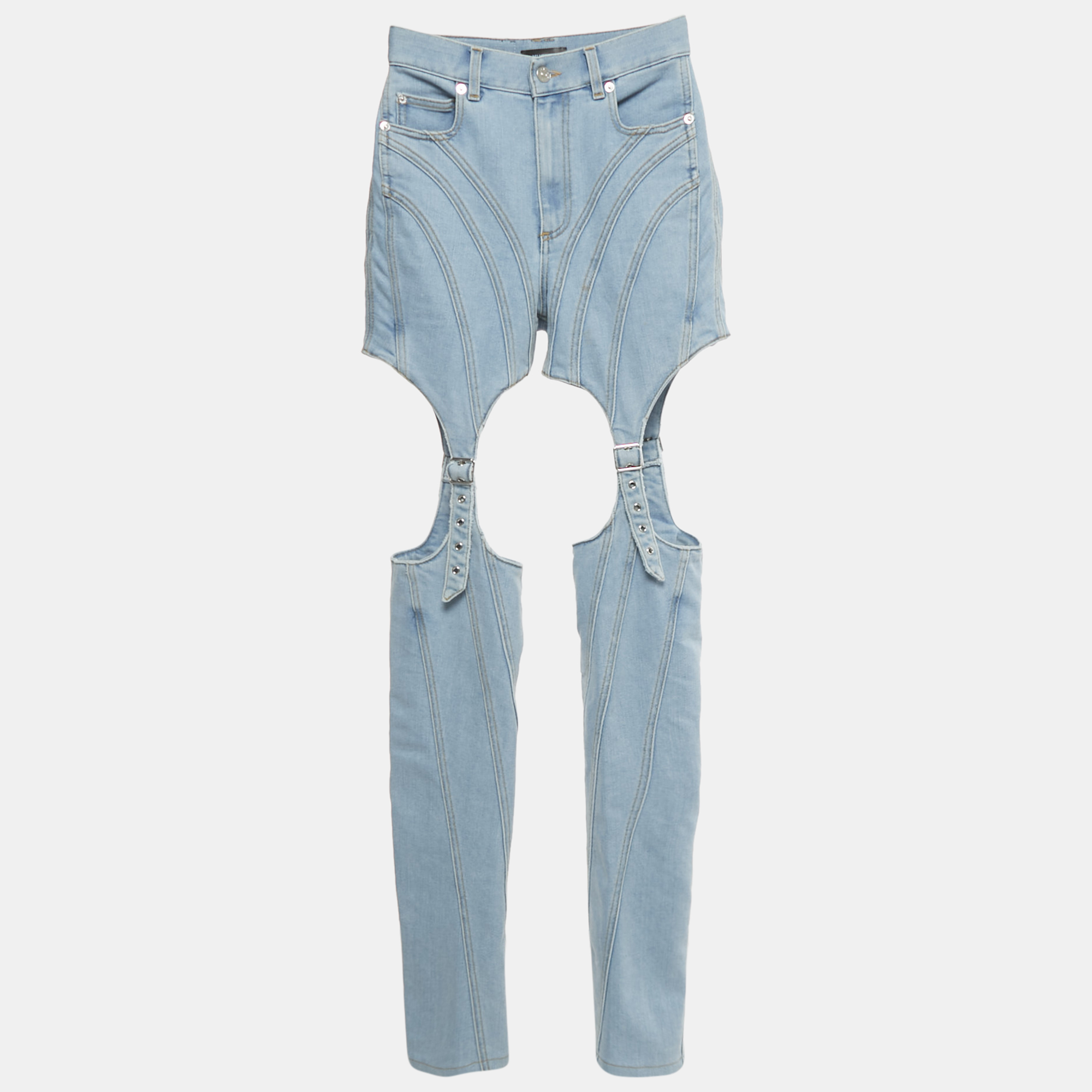 

Mugler Blue Denim Cut-Out High Waist Denim Jeans S Waist 26"