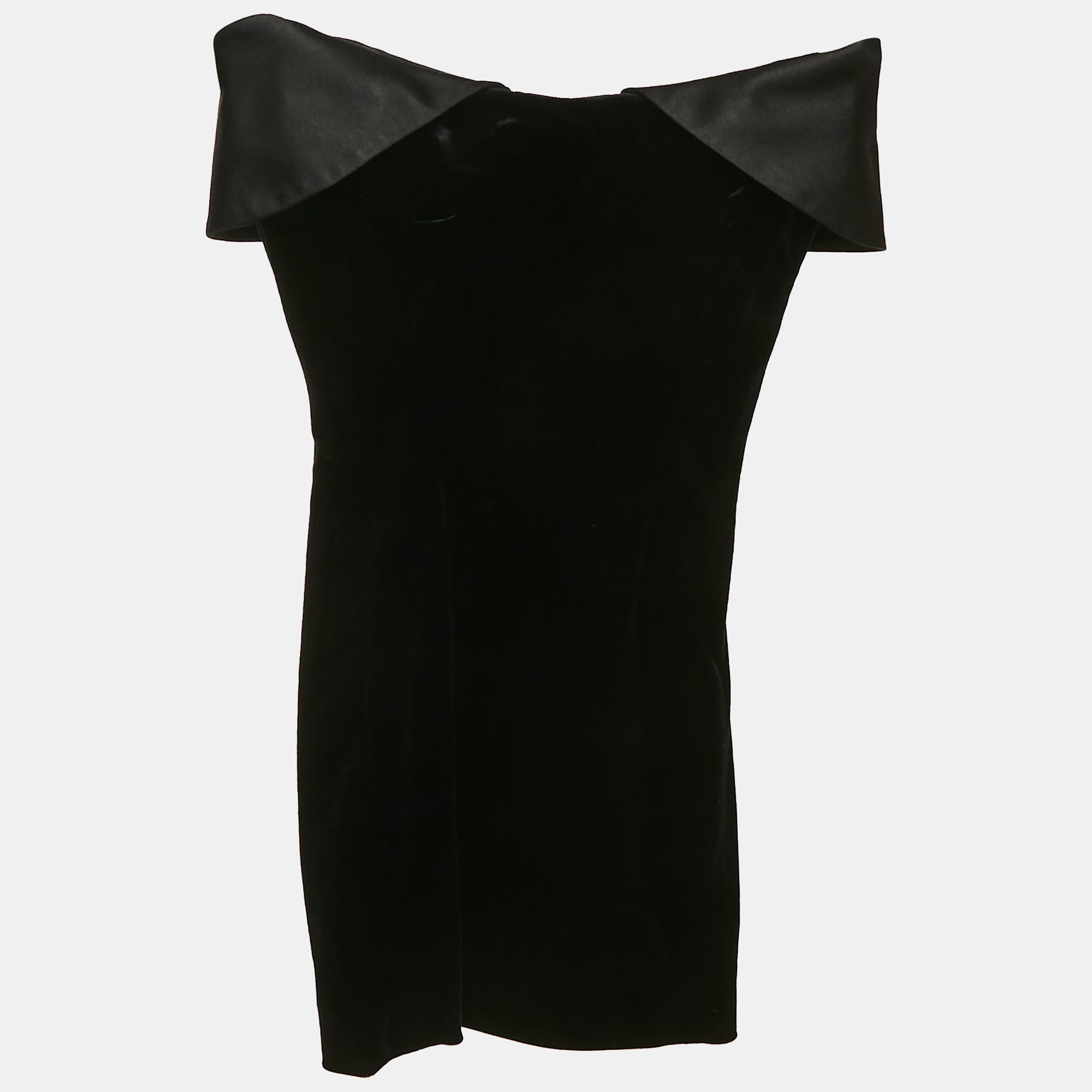 

Mugler Black Velvet & Satin Strapless Mini Dress XXS
