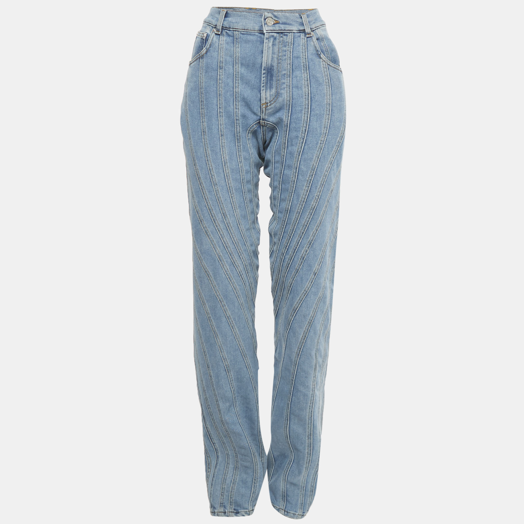 

Mugler Blue Denim High-Rise Jeans M/Waist 28"