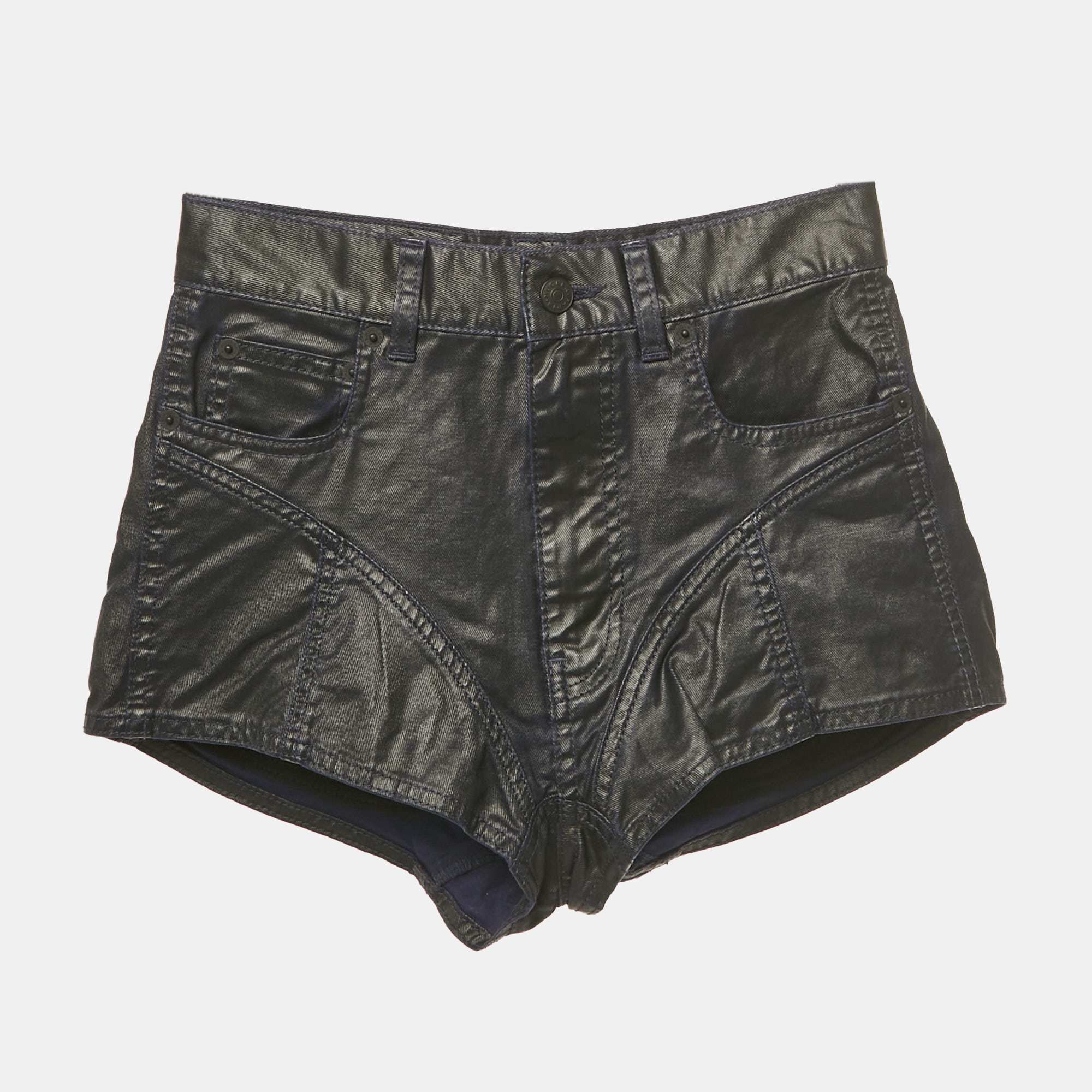 Click to view more detailed imagery on our partner's website Pre-owned Mugler Navy Blue Nylon Shorts S