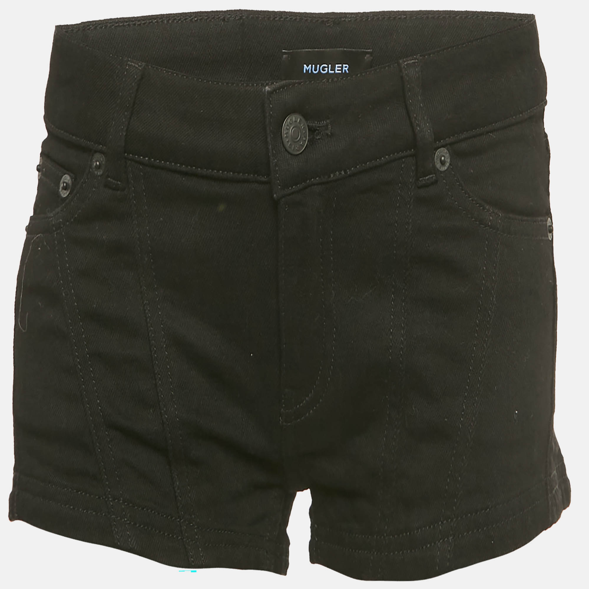 

MUGLER Black Denim Low Waist Shorts S/Waist 29"