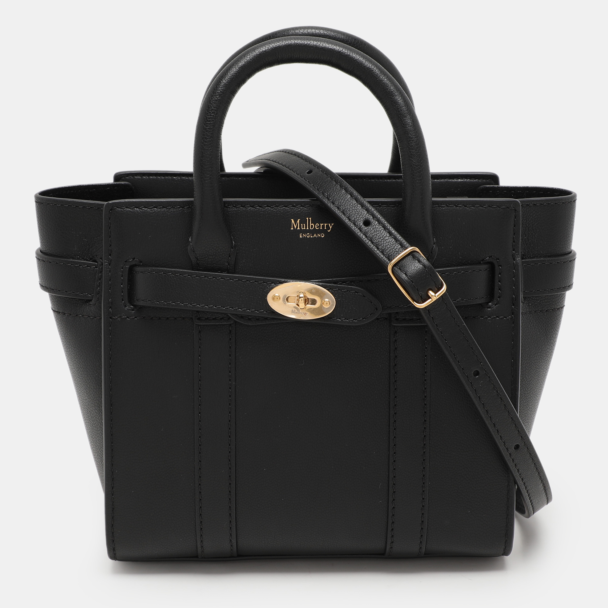 

Mulberry Black Leather Micro Zip Bayswater Satchel