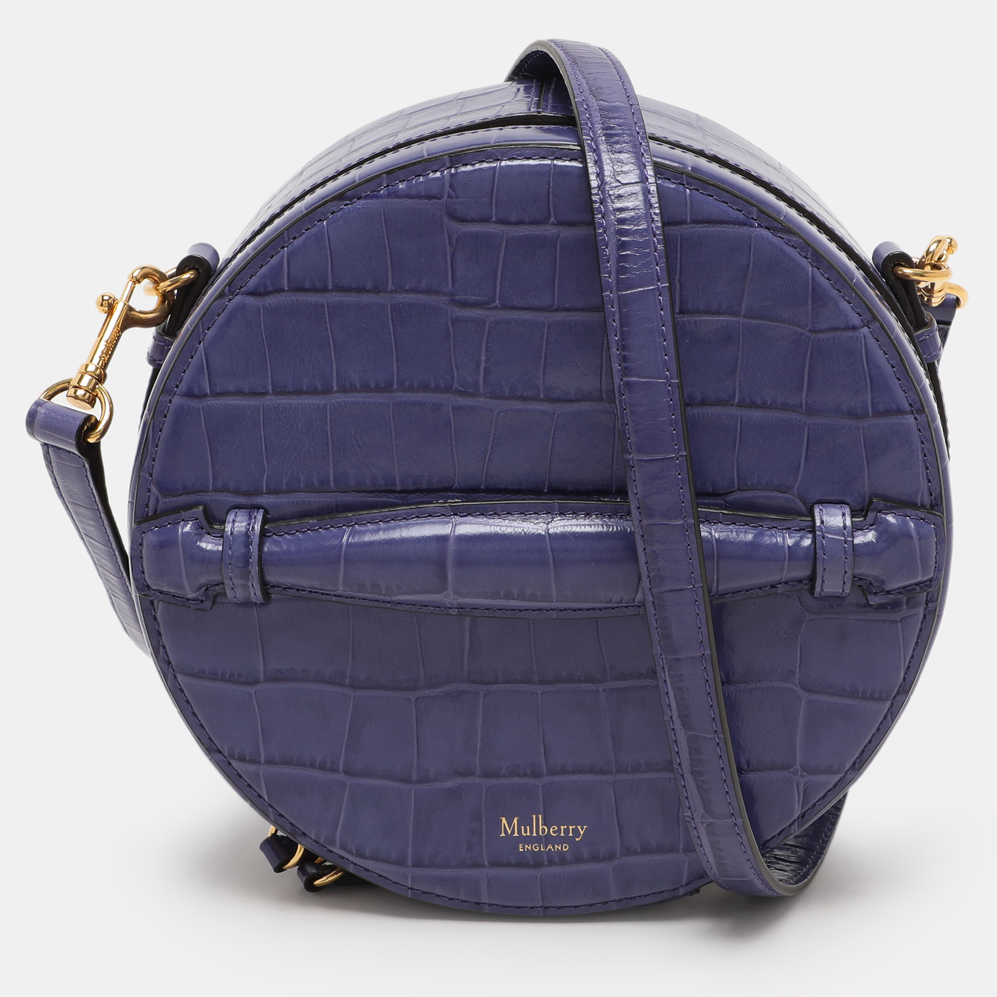 

Mulberry Purple Croc Embossed Leather Trunk Bag