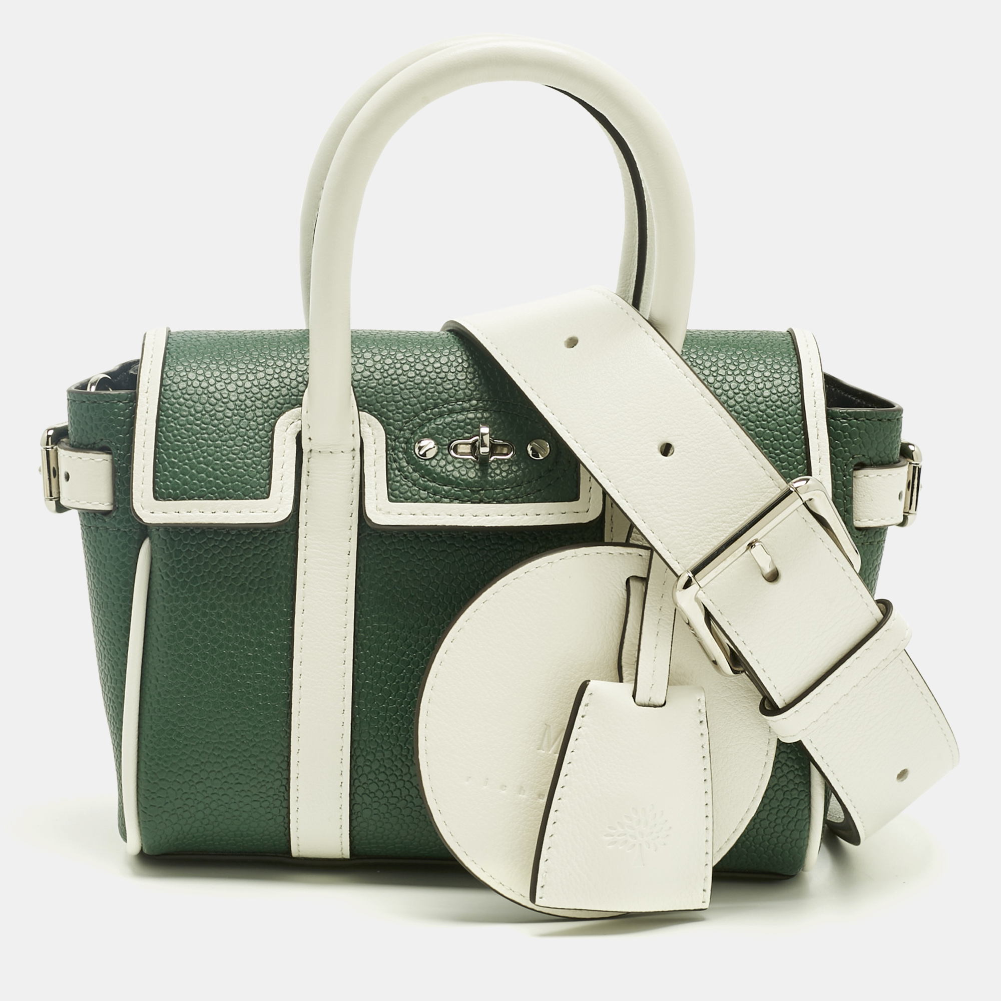 Pre-owned Mulberry X Richard Malone Green/white Leather Mini Bayswater Satchel