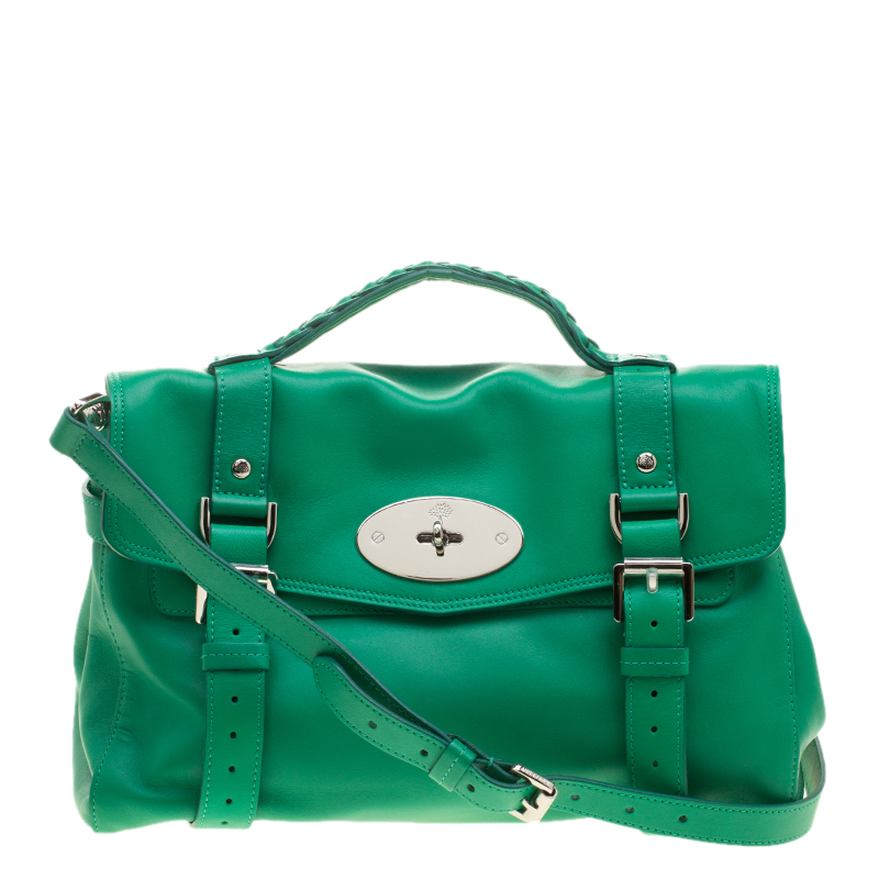 Pre Owned Mulberry Green Leather Alexa Satchel