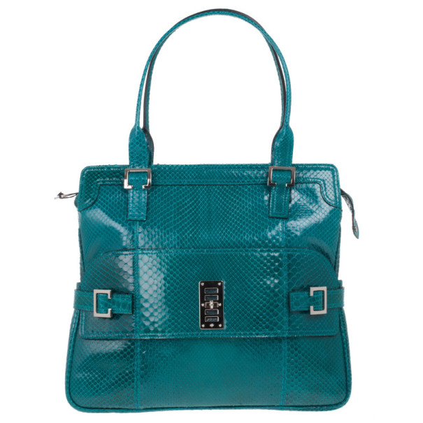 مملوكة مسبقًا Mulberry Turquoise Python Skin Maggie