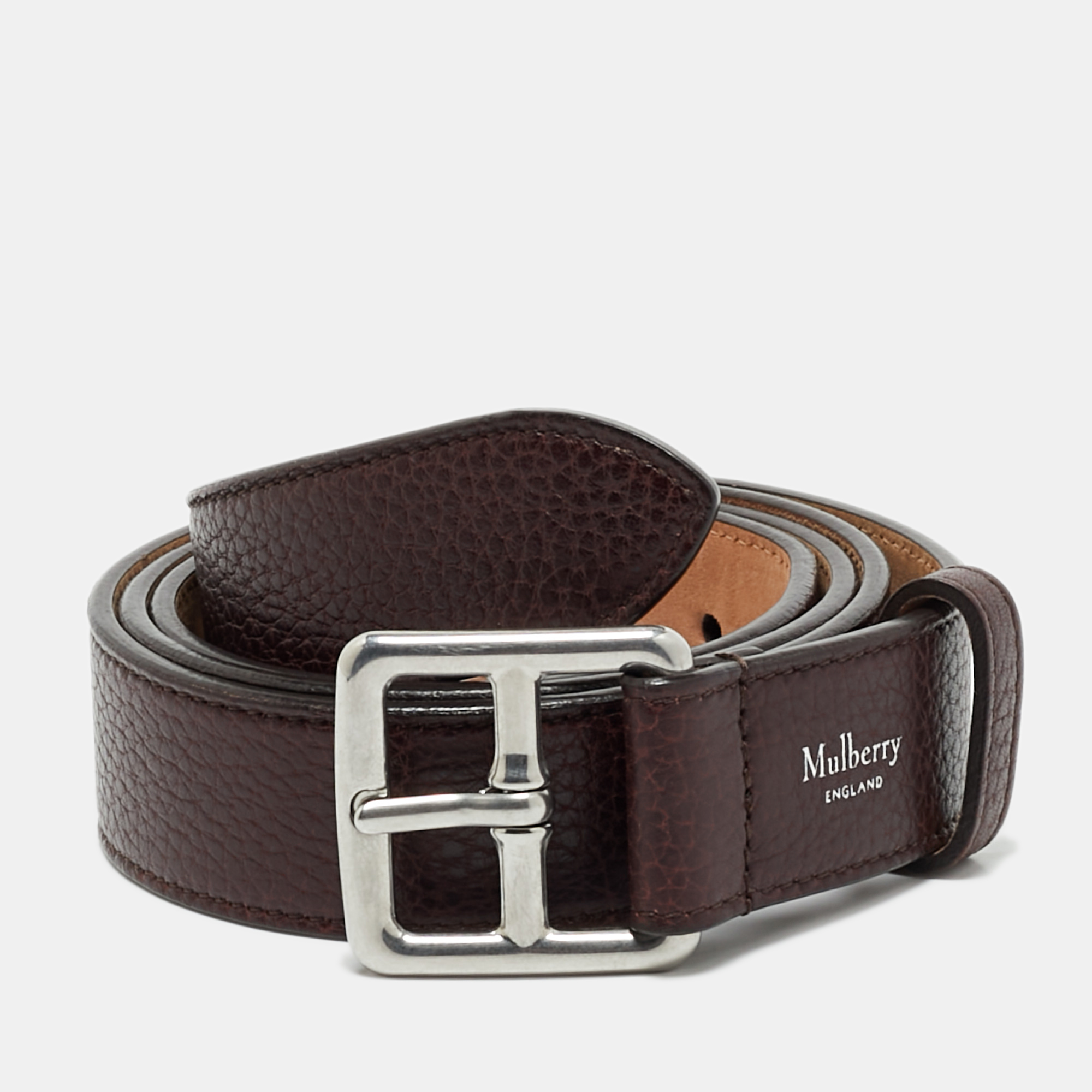 

Mulberry Burgundy Leather Buckle Belt 95CM