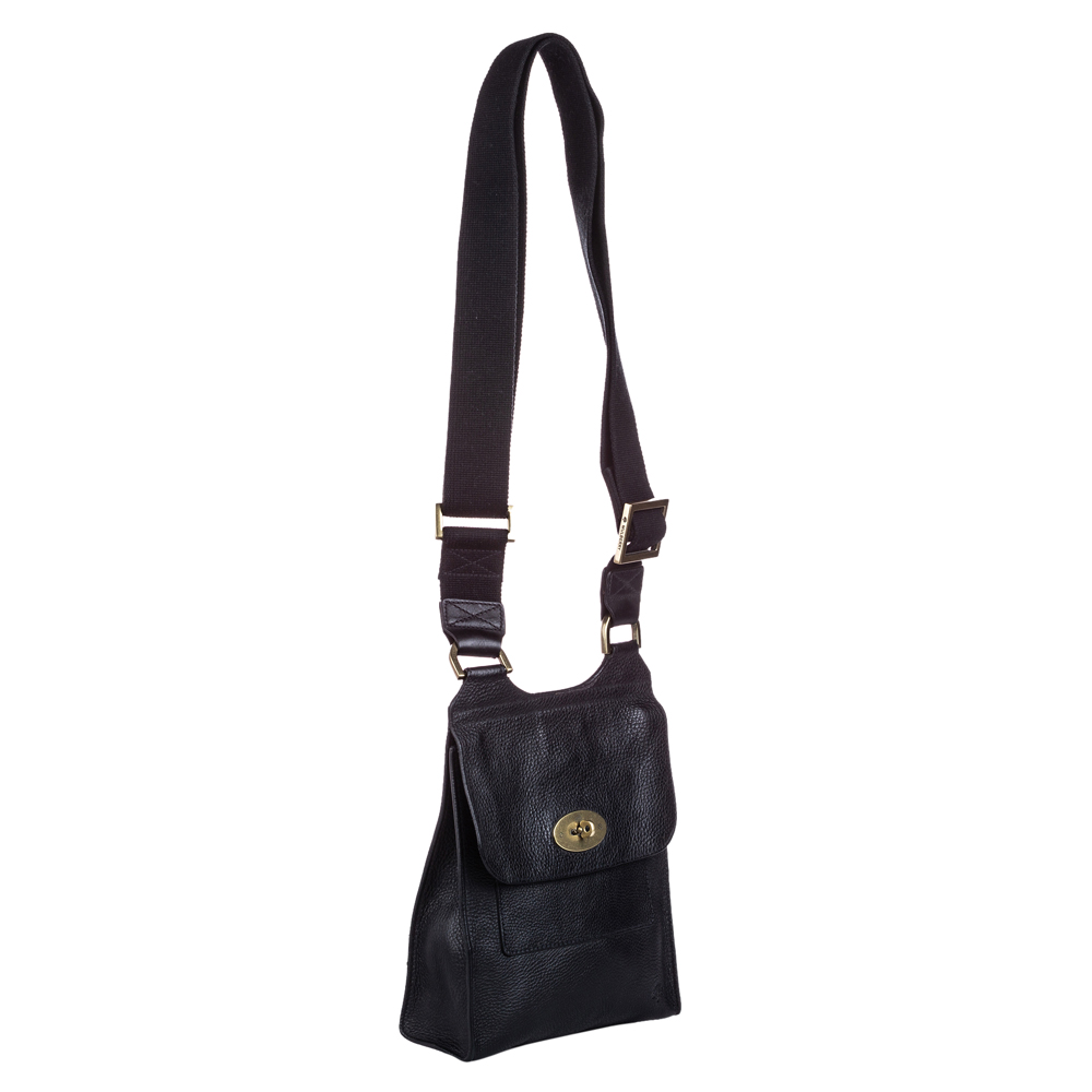 

Mulberry Black Leather Antony Messenger Bag