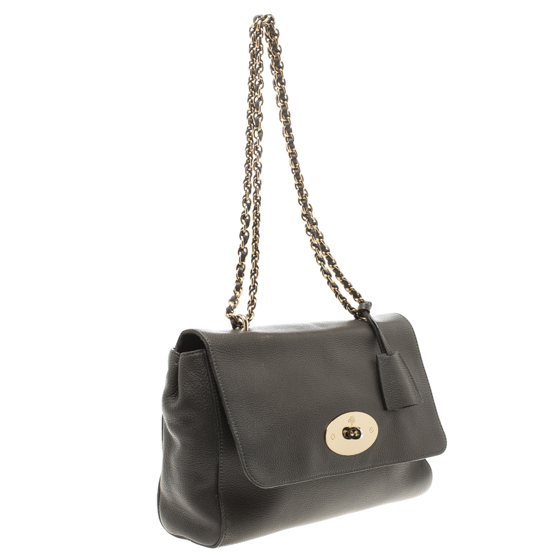 Pre Owned Mulberry Dark Grey Leather Lily Shoulder Bag