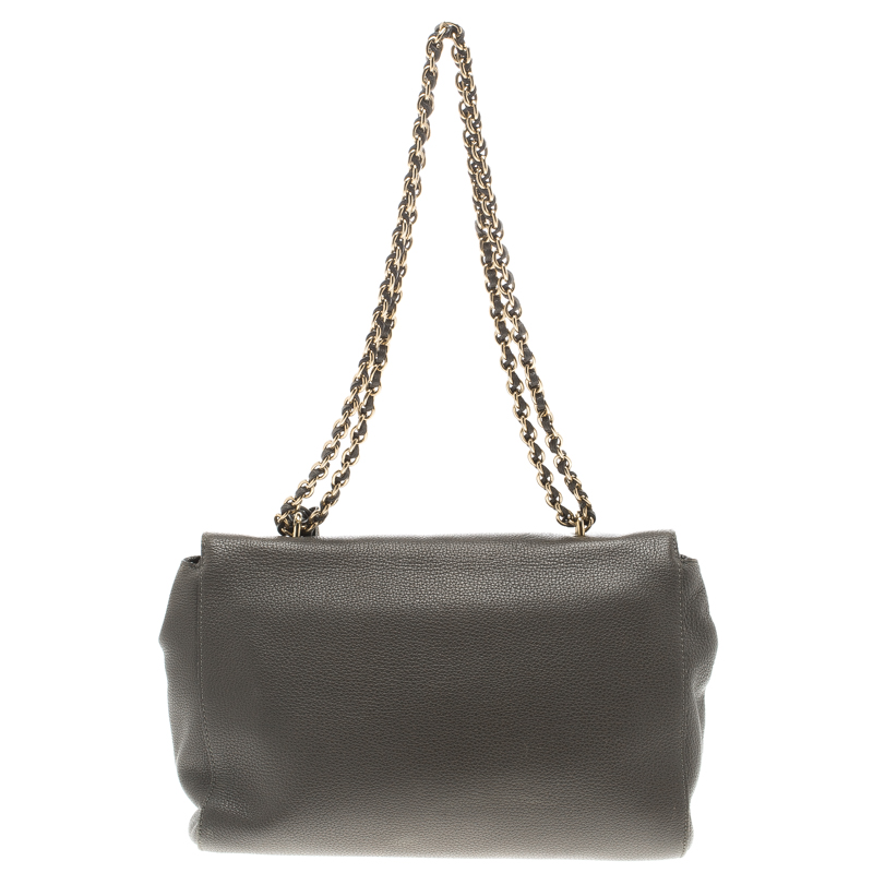 Pre Owned Mulberry Dark Grey Leather Lily Shoulder Bag