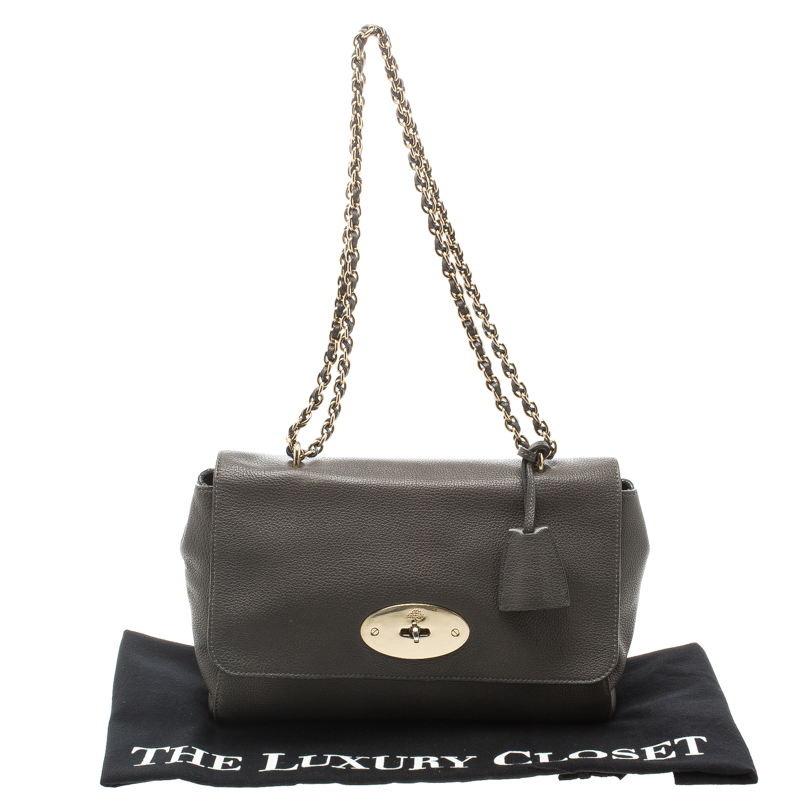 Pre Owned Mulberry Dark Grey Leather Lily Shoulder Bag