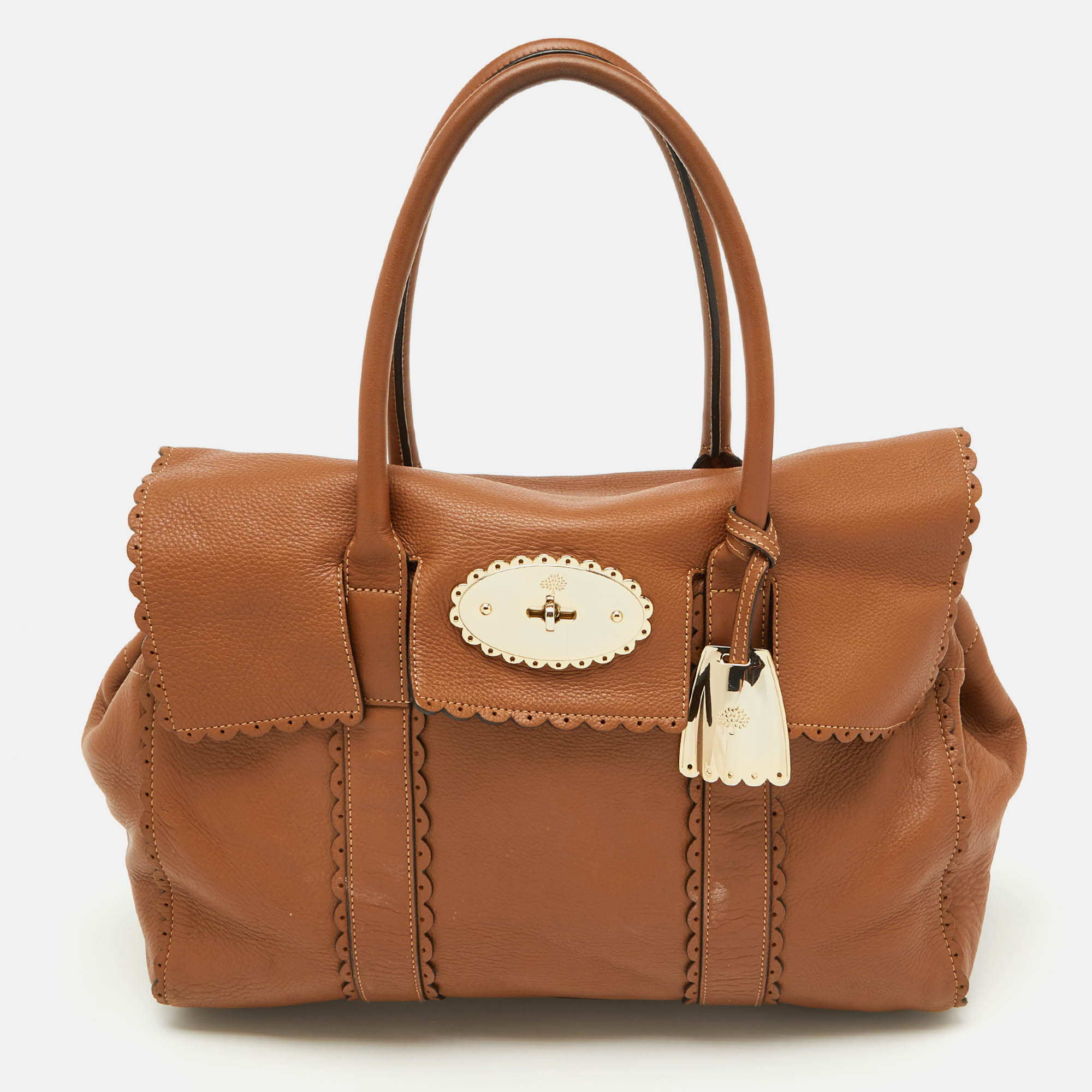 

Mulberry Brown Scalloped Leather Bayswater Satchel